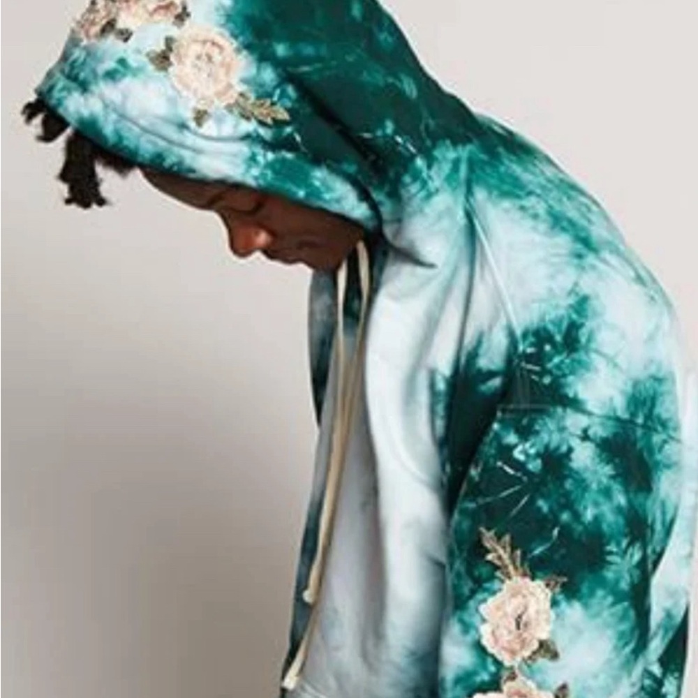 Civil Regime Roses Hoodie in Aquawash